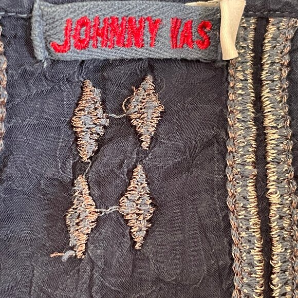 JOHNNY WAS Intricately Embroidered Dark Blue Top: Size Small (Runs LARGE!!) - Picture 6 of 8